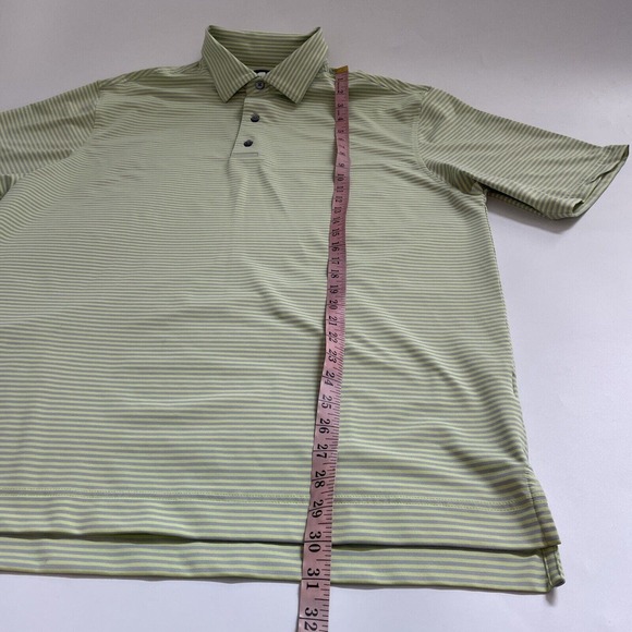FootJoy Polo Shirt Men's‎ Large Yellow Striped FJ Short Sleeve Golf Stretchy Top - Picture 3 of 9